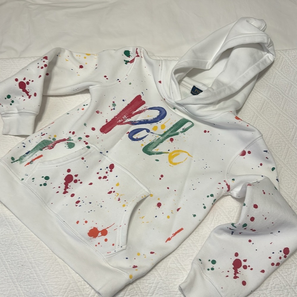 POLO RALPH LAUREN KIDS PAINT SPLATTERED HOODIE SIZE 7 - Picture 6 of 8